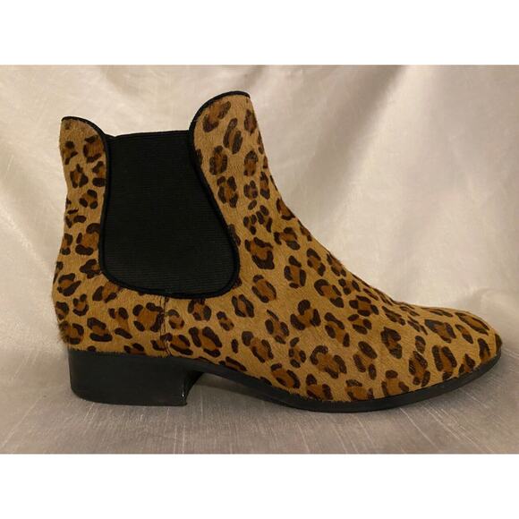 Nicole Miller Artelier Calf Hair Womens 7.5 Leopard Print Ankle Bootie Boots - Picture 2 of 6